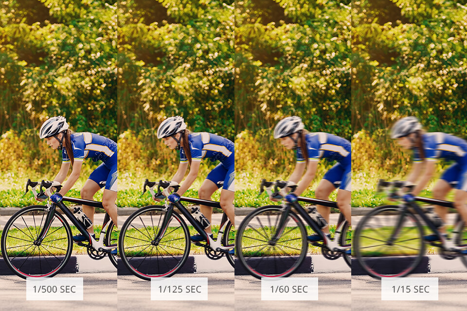 shutter speed difference for cycling photos